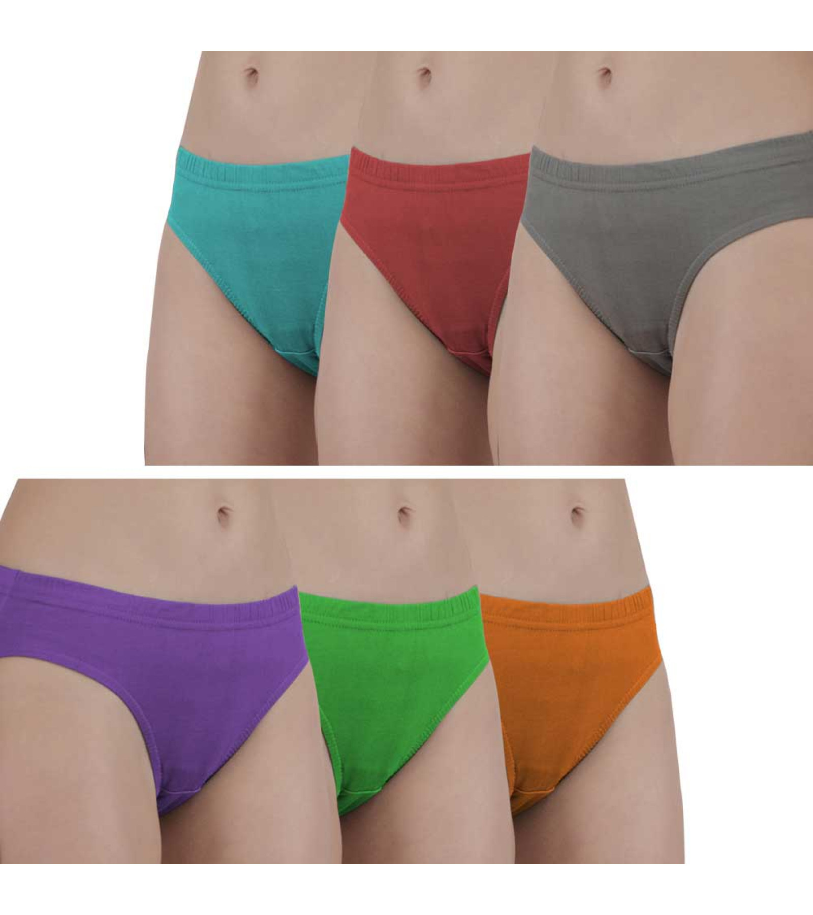 Vink Multicolor Womens Plain Panties 6 Pack Combo | Inner Elastic Panty